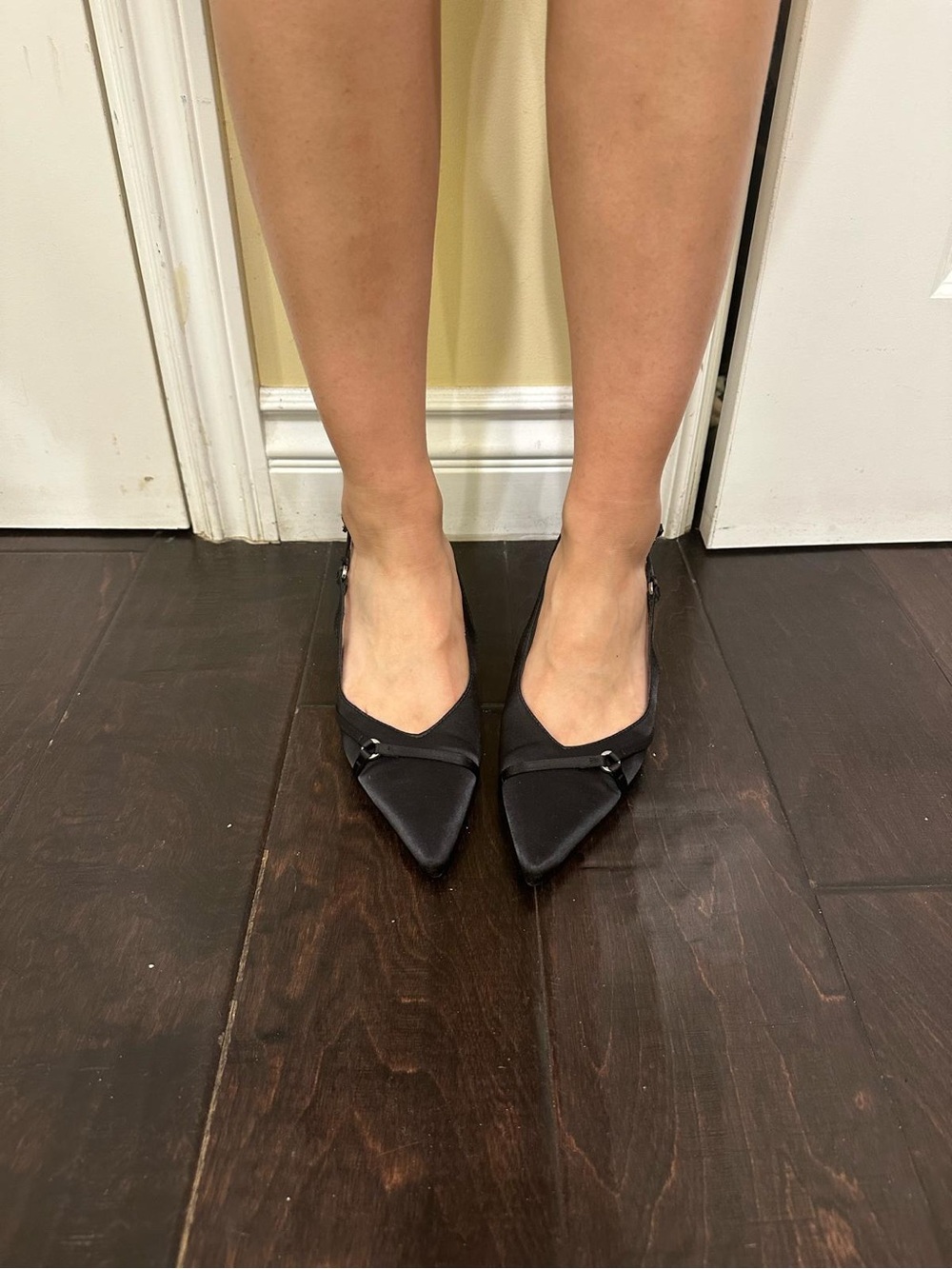 Zara Black Pointed Slingback Heels with Buckle Detail